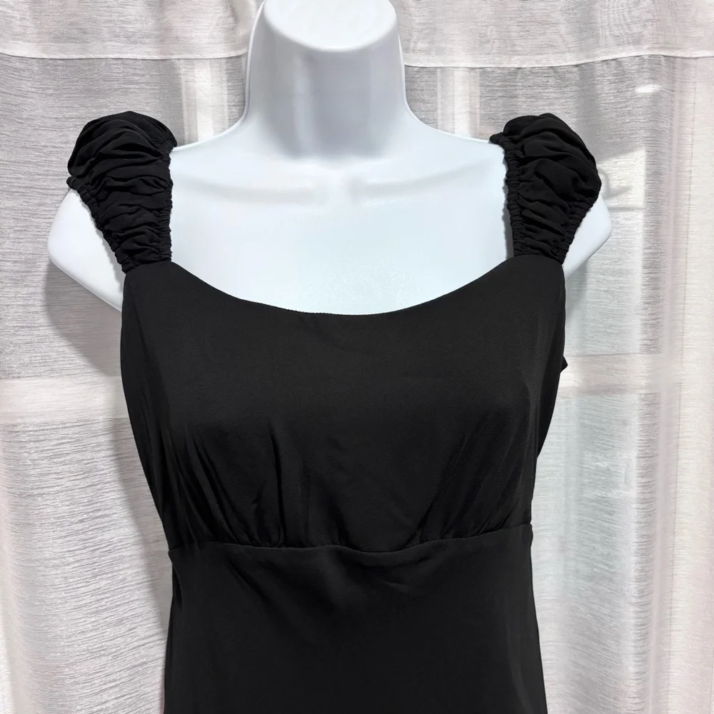 NWT Abercrombie & Fitch Black Chiffon Empire Waist Maxi Dress Medium Bridgerton